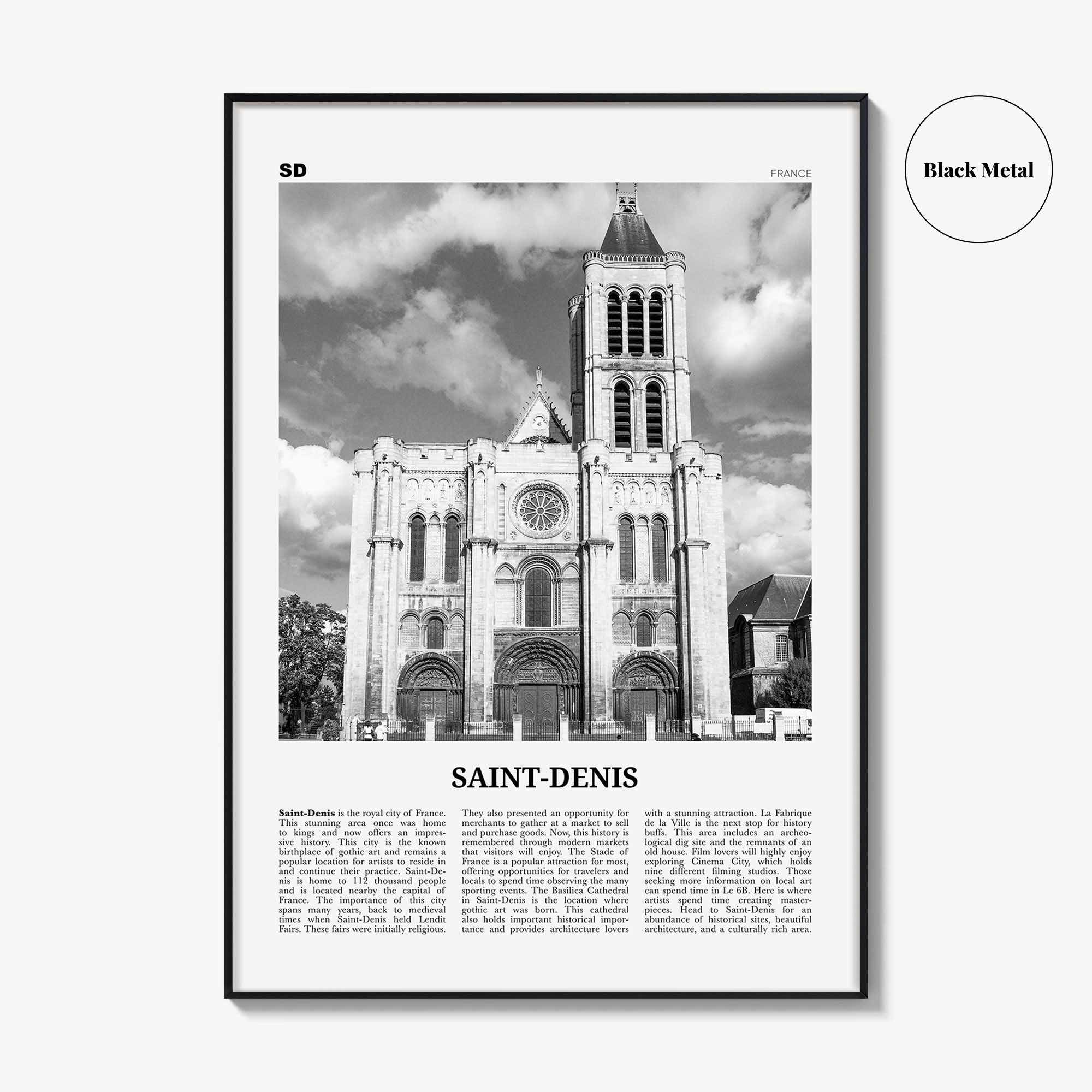 Saint Denis Print Black and White, Saint-Denis Wall Art, Saint-Denis Poster, Saint-Denis Photo, Saint-Denis Wall Décor, France