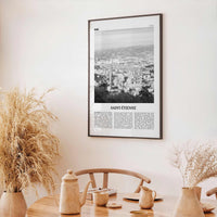 Saint Etienne Print Black and White, Saint-Étienne Wall Art, Saint-Étienne Poster, Saint-Étienne Photo, Wall Décor, Saint-Étienne Map