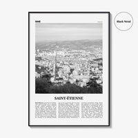 Saint Etienne Print Black and White, Saint-Étienne Wall Art, Saint-Étienne Poster, Saint-Étienne Photo, Wall Décor, Saint-Étienne Map