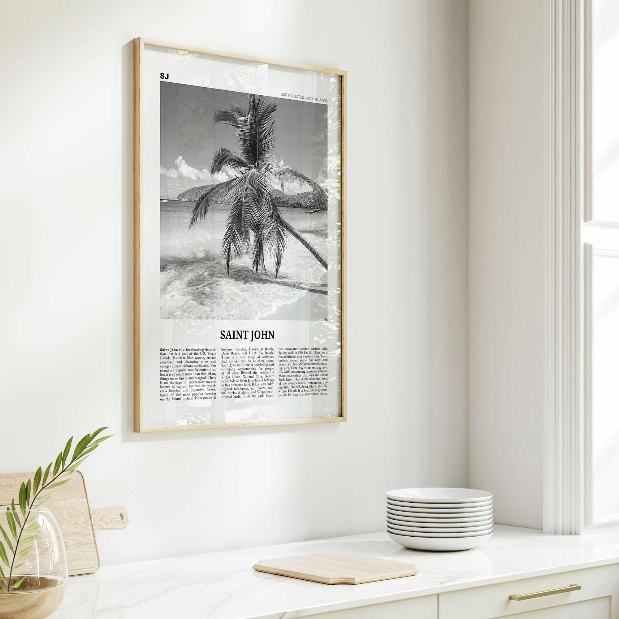 Saint John Print Black and White, St John Wall Art, St John Poster, St John Photo, Saint John, Love City, United States Virgin Islands
