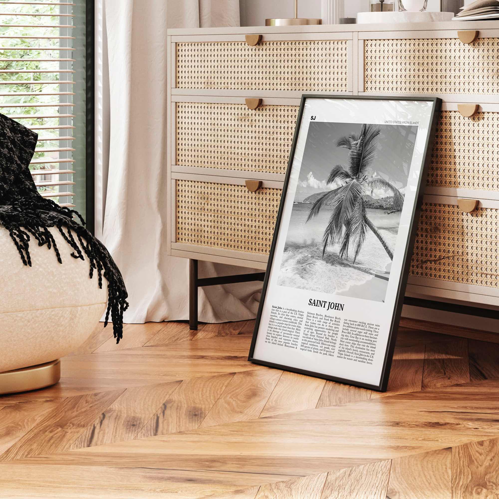 Saint John Print Black and White, St John Wall Art, St John Poster, St John Photo, Saint John, Love City, United States Virgin Islands