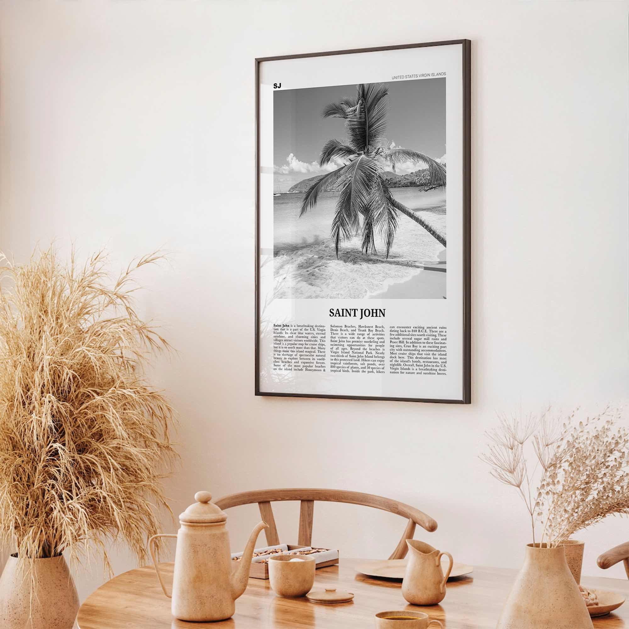 Saint John Print Black and White, St John Wall Art, St John Poster, St John Photo, Saint John, Love City, United States Virgin Islands