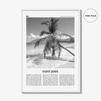 Saint John Print Black and White, St John Wall Art, St John Poster, St John Photo, Saint John, Love City, United States Virgin Islands