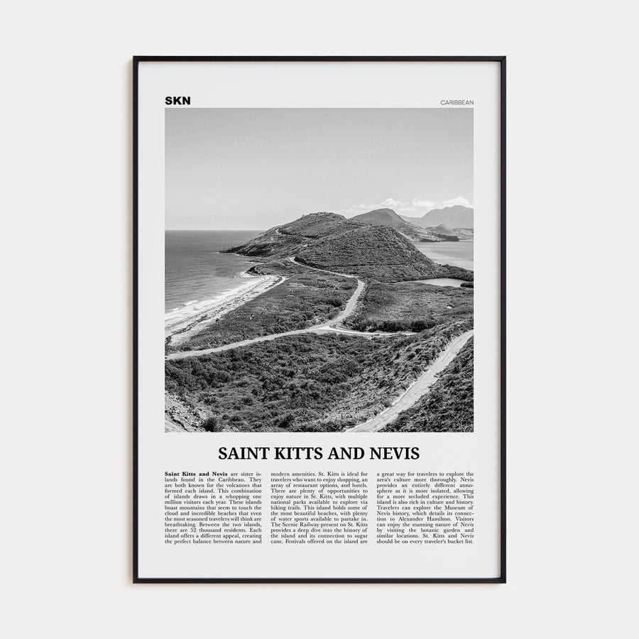 Saint Kitts and Nevis Travel B&W Poster