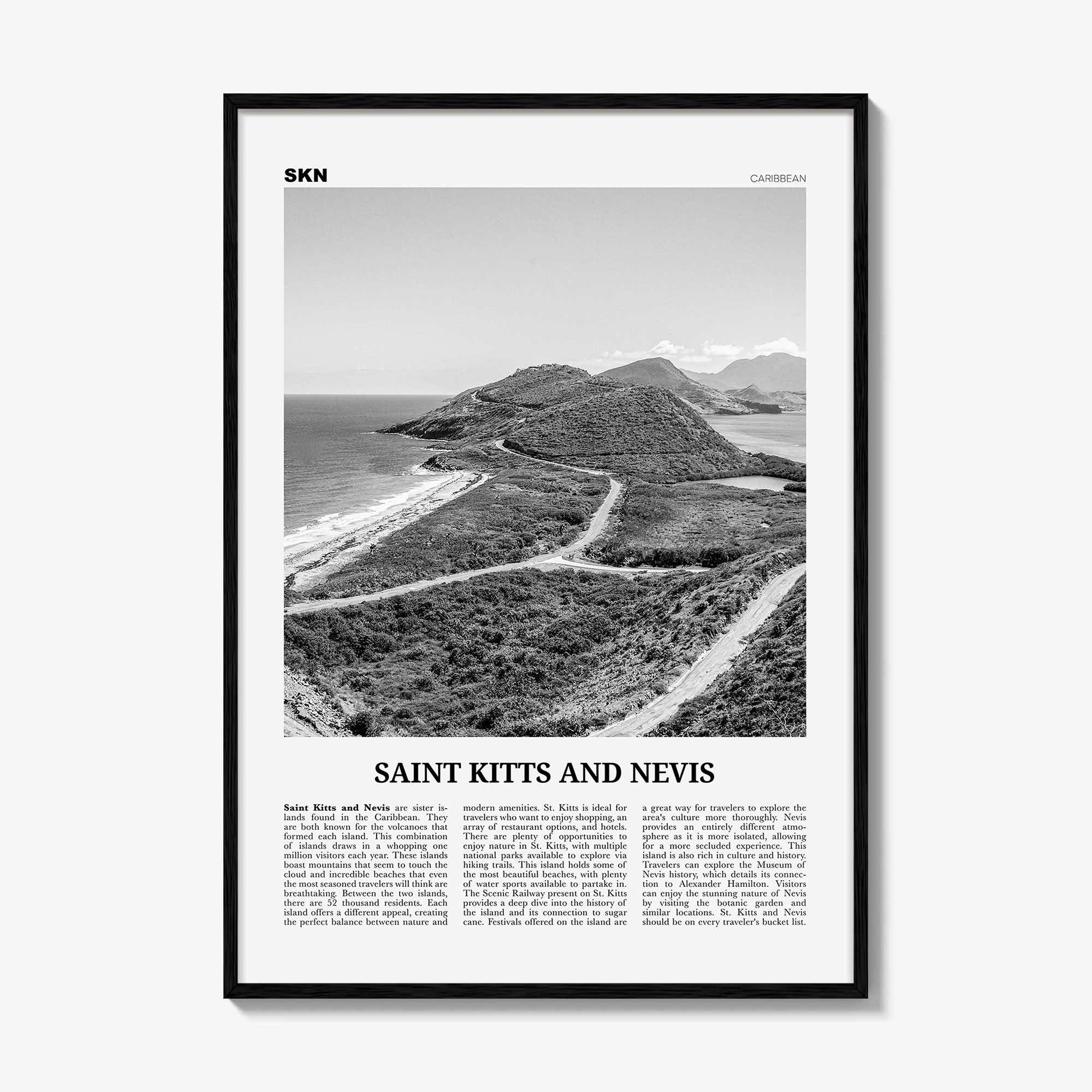 Saint Kitts and Nevis Print Black and White, Saint Kitts and Nevis Wall Art, Saint Kitts and Nevis Poster, Saint Kitts and Nevis Photo