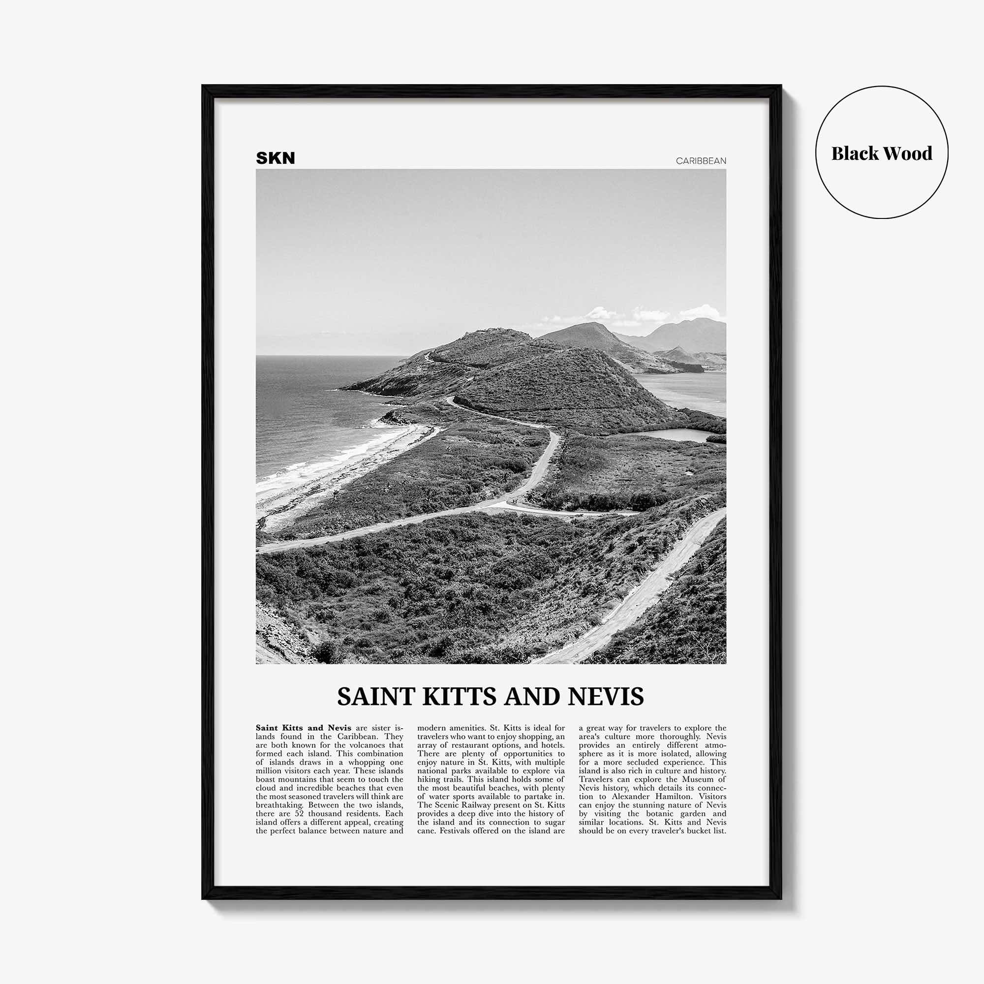 Saint Kitts and Nevis Print Black and White, Saint Kitts and Nevis Wall Art, Saint Kitts and Nevis Poster, Saint Kitts and Nevis Photo
