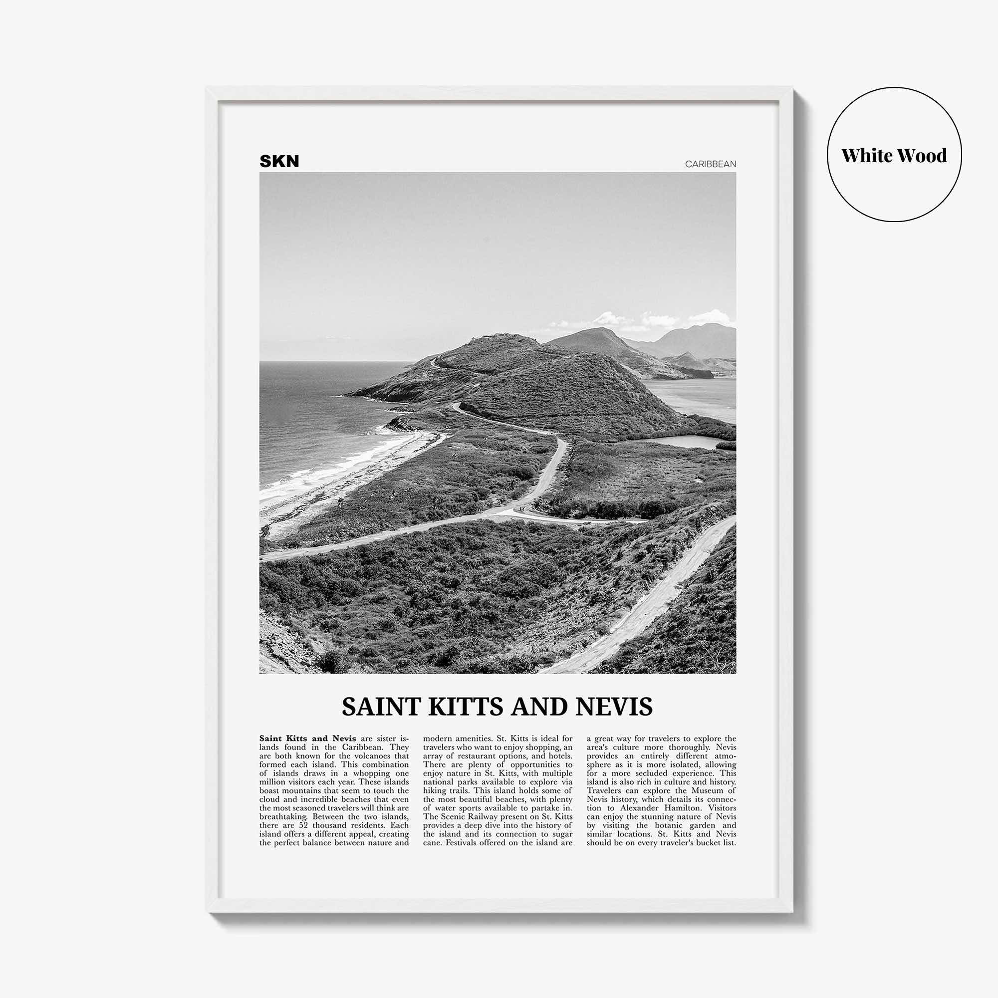 Saint Kitts and Nevis Print Black and White, Saint Kitts and Nevis Wall Art, Saint Kitts and Nevis Poster, Saint Kitts and Nevis Photo