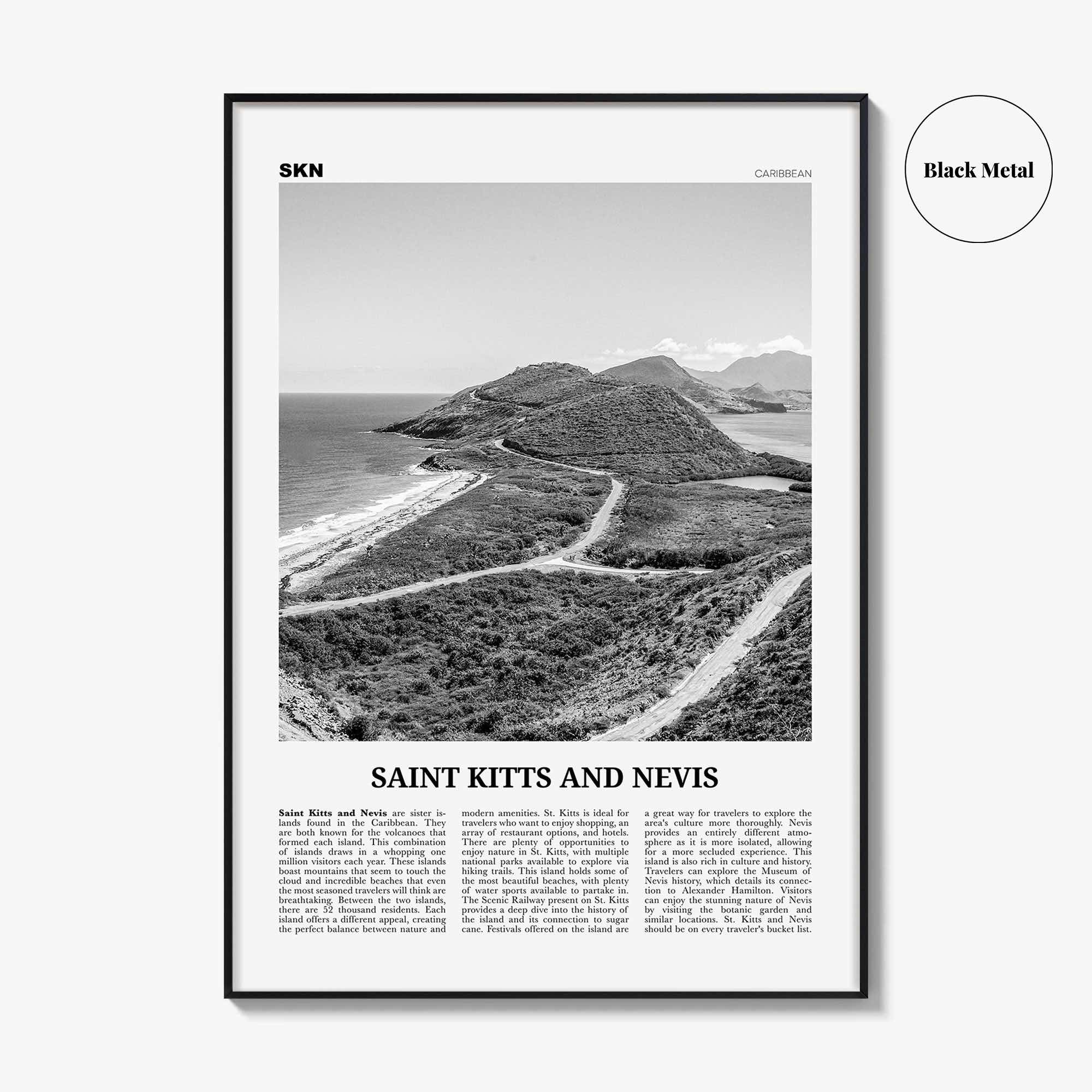 Saint Kitts and Nevis Print Black and White, Saint Kitts and Nevis Wall Art, Saint Kitts and Nevis Poster, Saint Kitts and Nevis Photo
