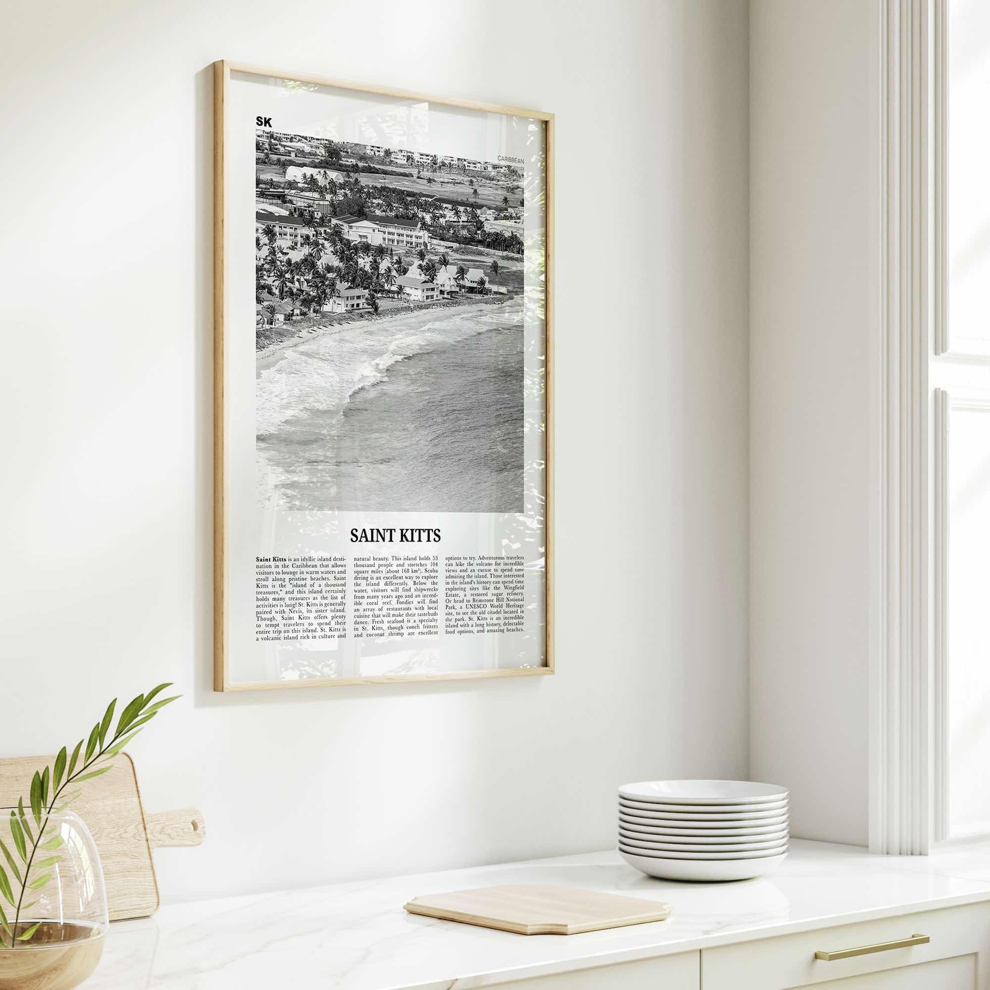 Saint Kitts Print Black and White, Saint Kitts Wall Art, Saint Kitts Poster, Saint Kitts Photo, Saint Kitts Wall Décor, Caribbean