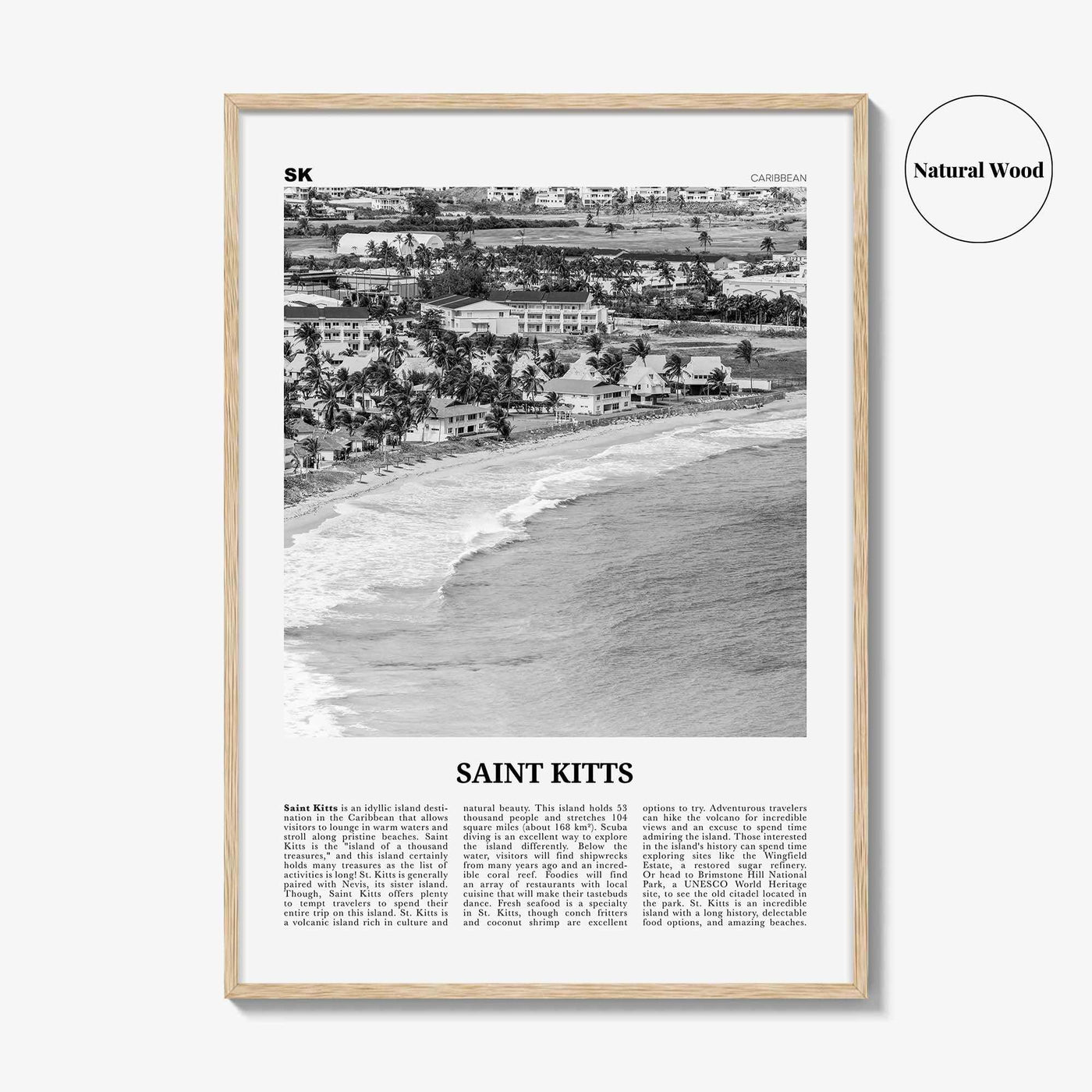 Saint Kitts Print Black and White, Saint Kitts Wall Art, Saint Kitts Poster, Saint Kitts Photo, Saint Kitts Wall Décor, Caribbean