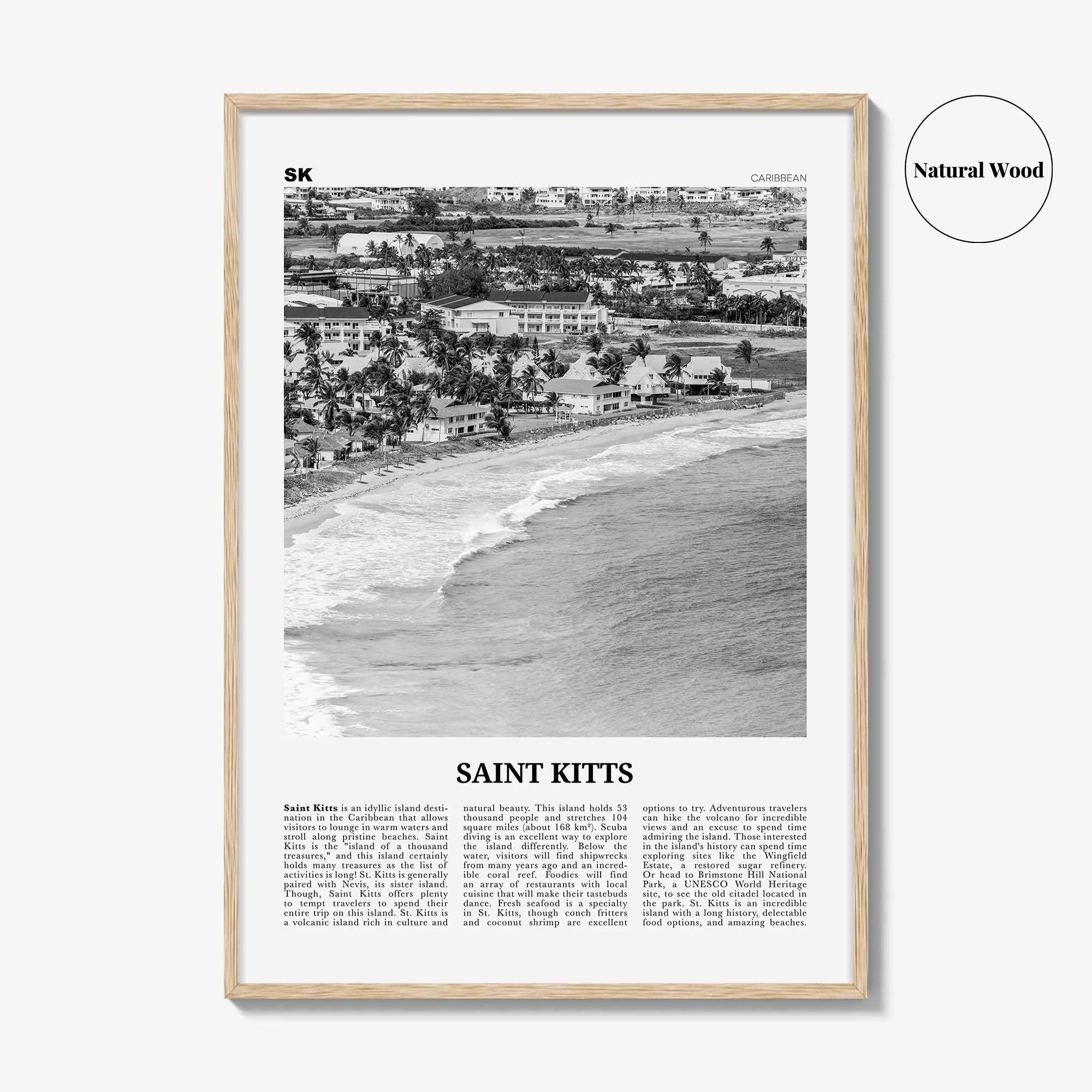 Saint Kitts Print Black and White, Saint Kitts Wall Art, Saint Kitts Poster, Saint Kitts Photo, Saint Kitts Wall Décor, Caribbean