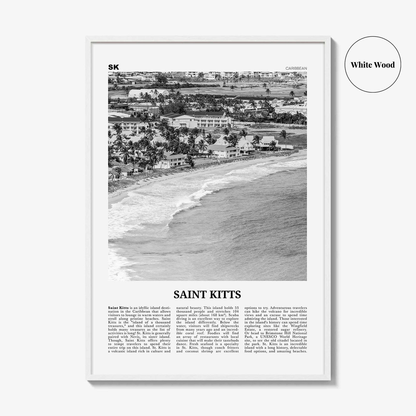 Saint Kitts Print Black and White, Saint Kitts Wall Art, Saint Kitts Poster, Saint Kitts Photo, Saint Kitts Wall Décor, Caribbean
