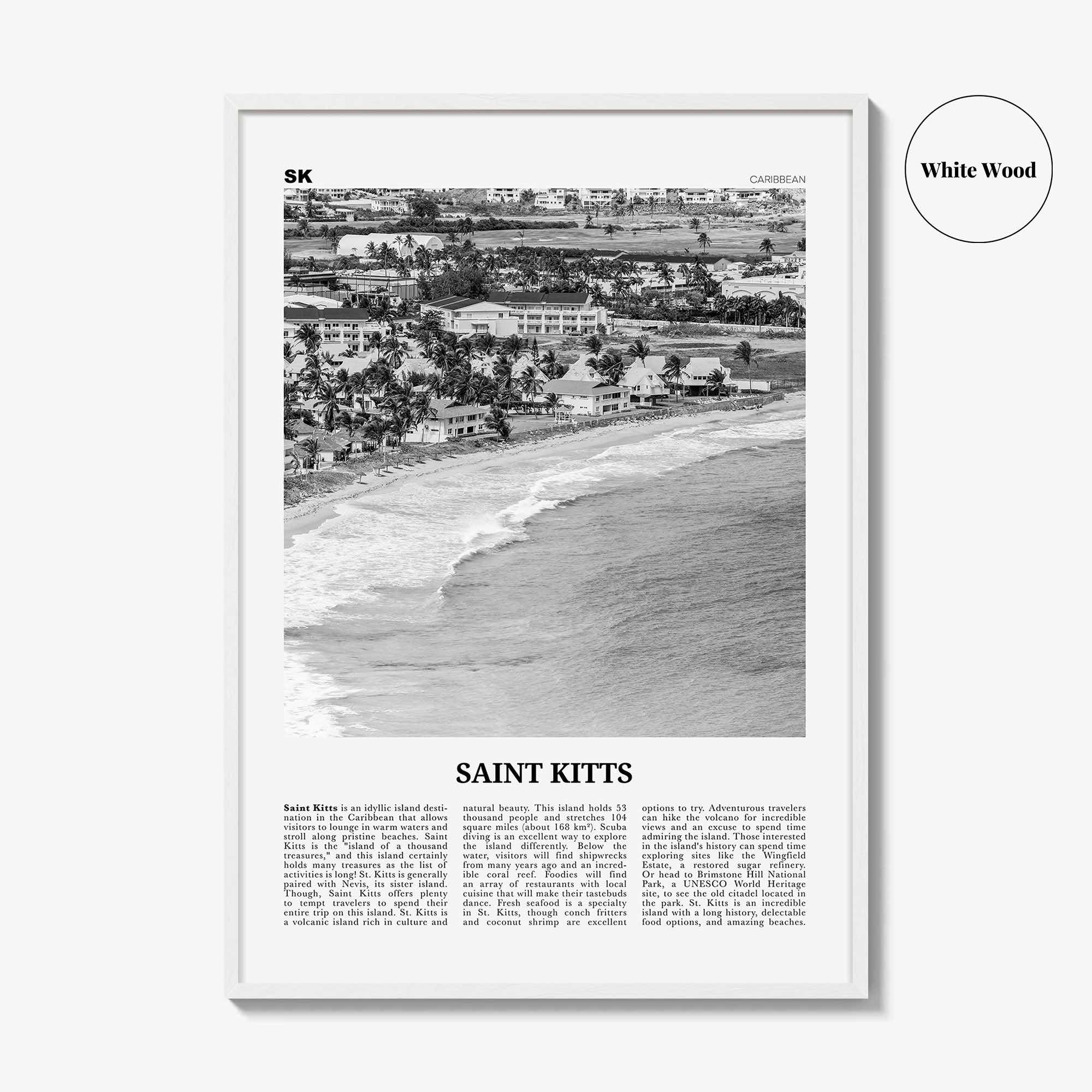 Saint Kitts Print Black and White, Saint Kitts Wall Art, Saint Kitts Poster, Saint Kitts Photo, Saint Kitts Wall Décor, Caribbean