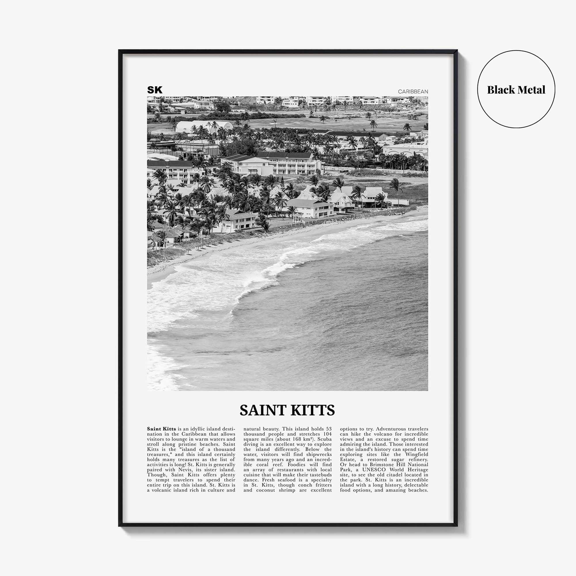 Saint Kitts Print Black and White, Saint Kitts Wall Art, Saint Kitts Poster, Saint Kitts Photo, Saint Kitts Wall Décor, Caribbean