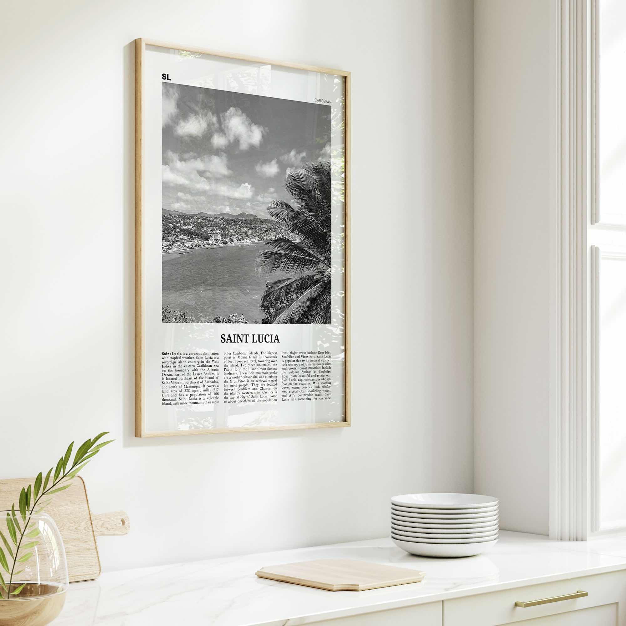 Saint Lucia Print Black and White, Saint Lucia Wall Art, Saint Lucia Poster, Saint Lucia Photo, St. Lucia, Sainte-Lucie, Castries Caribbean