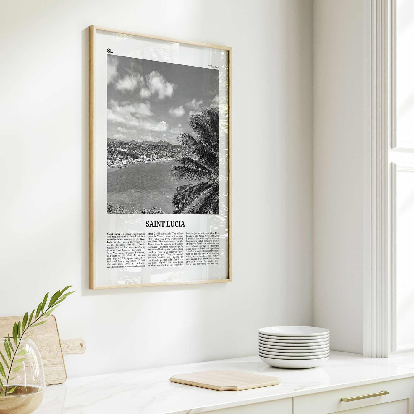 Saint Lucia Print Black and White, Saint Lucia Wall Art, Saint Lucia Poster, Saint Lucia Photo, St. Lucia, Sainte-Lucie, Castries Caribbean