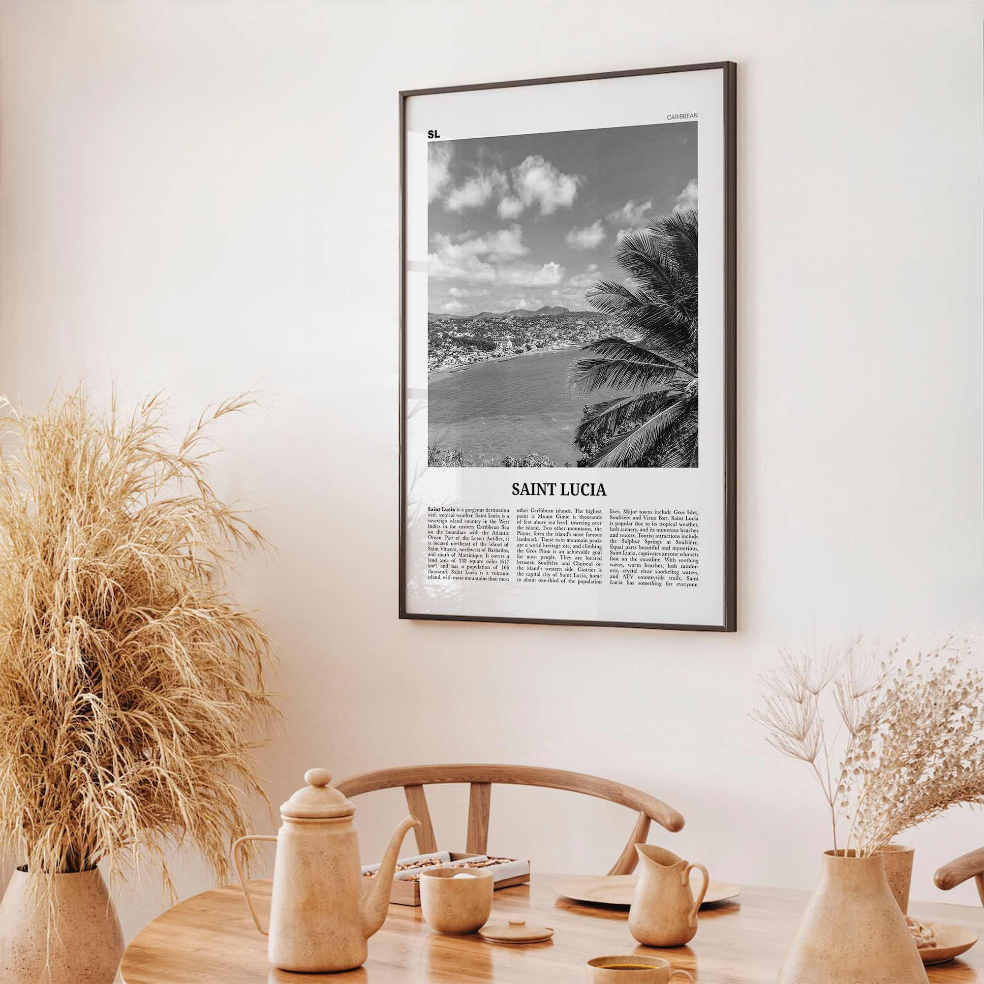 Saint Lucia Print Black and White, Saint Lucia Wall Art, Saint Lucia Poster, Saint Lucia Photo, St. Lucia, Sainte-Lucie, Castries Caribbean