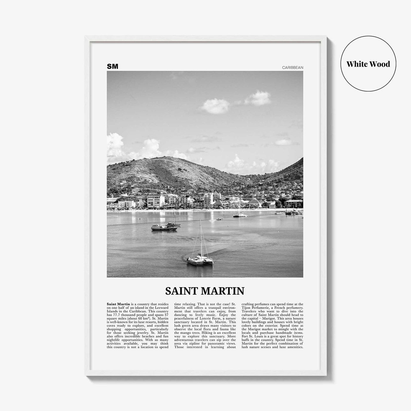 Saint Martin Print Black and White, Saint Martin Wall Art, Saint Martin Poster, Saint Martin Photo, Saint Martin Wall Décor, Caribbean