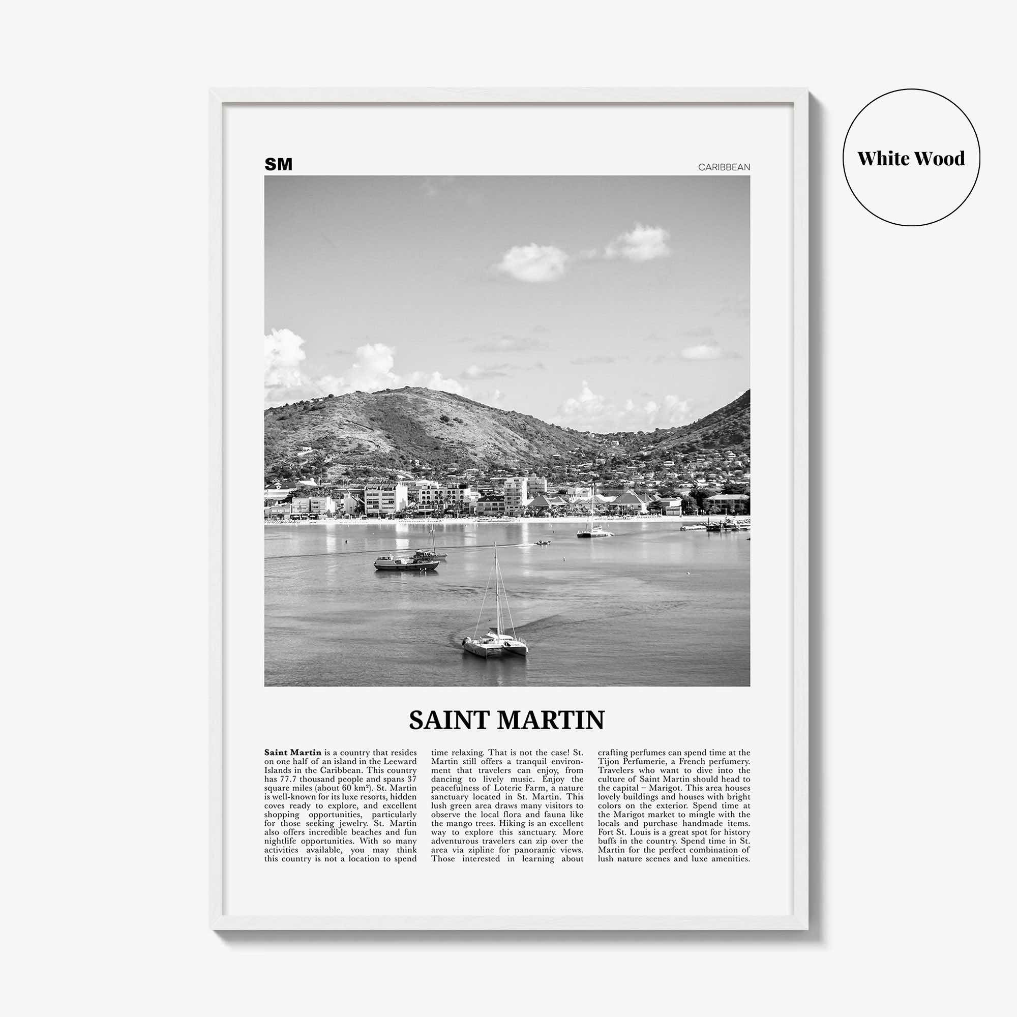 Saint Martin Print Black and White, Saint Martin Wall Art, Saint Martin Poster, Saint Martin Photo, Saint Martin Wall Décor, Caribbean