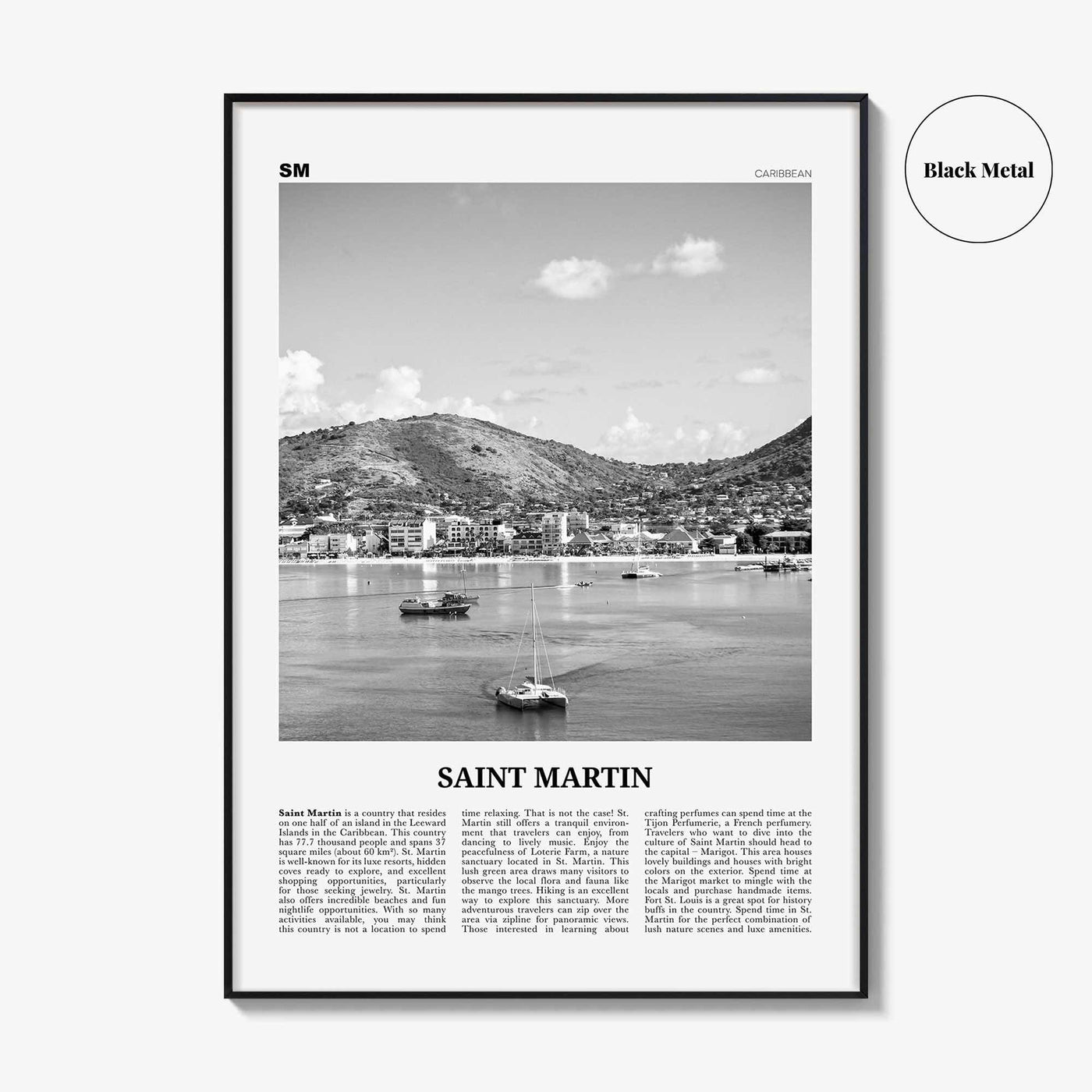 Saint Martin Print Black and White, Saint Martin Wall Art, Saint Martin Poster, Saint Martin Photo, Saint Martin Wall Décor, Caribbean