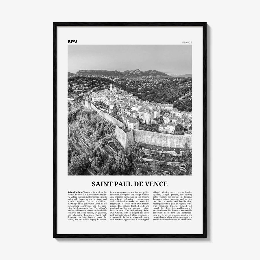 Saint Paul de Vence Print Black and White, Saint-Paul de Vence Wall Art, Saint-Paul de Vence Poster, Saint-Paul de Vence Photo, Décor, Map
