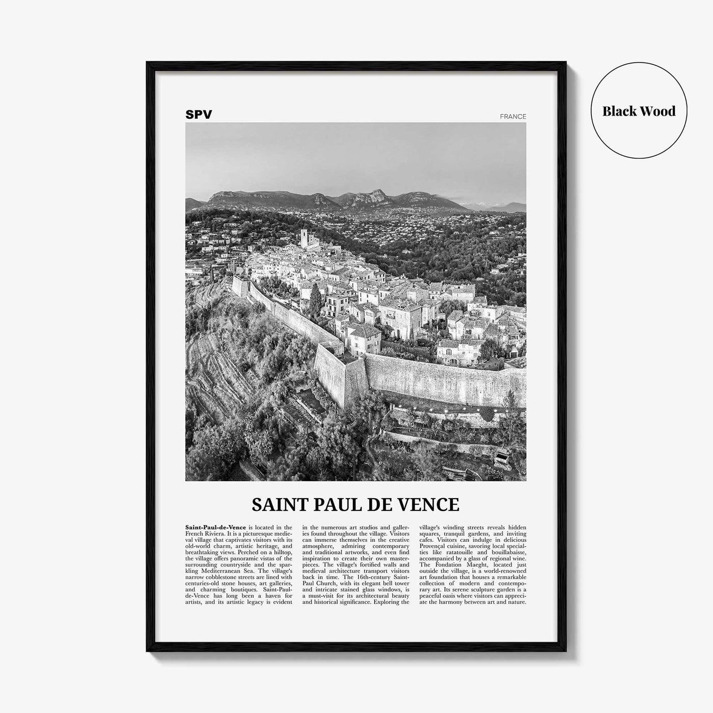Saint Paul de Vence Print Black and White, Saint-Paul de Vence Wall Art, Saint-Paul de Vence Poster, Saint-Paul de Vence Photo, Décor, Map