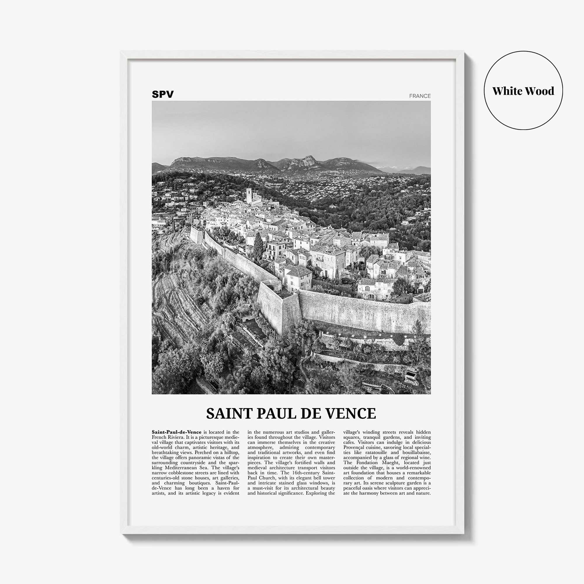 Saint Paul de Vence Print Black and White, Saint-Paul de Vence Wall Art, Saint-Paul de Vence Poster, Saint-Paul de Vence Photo, Décor, Map