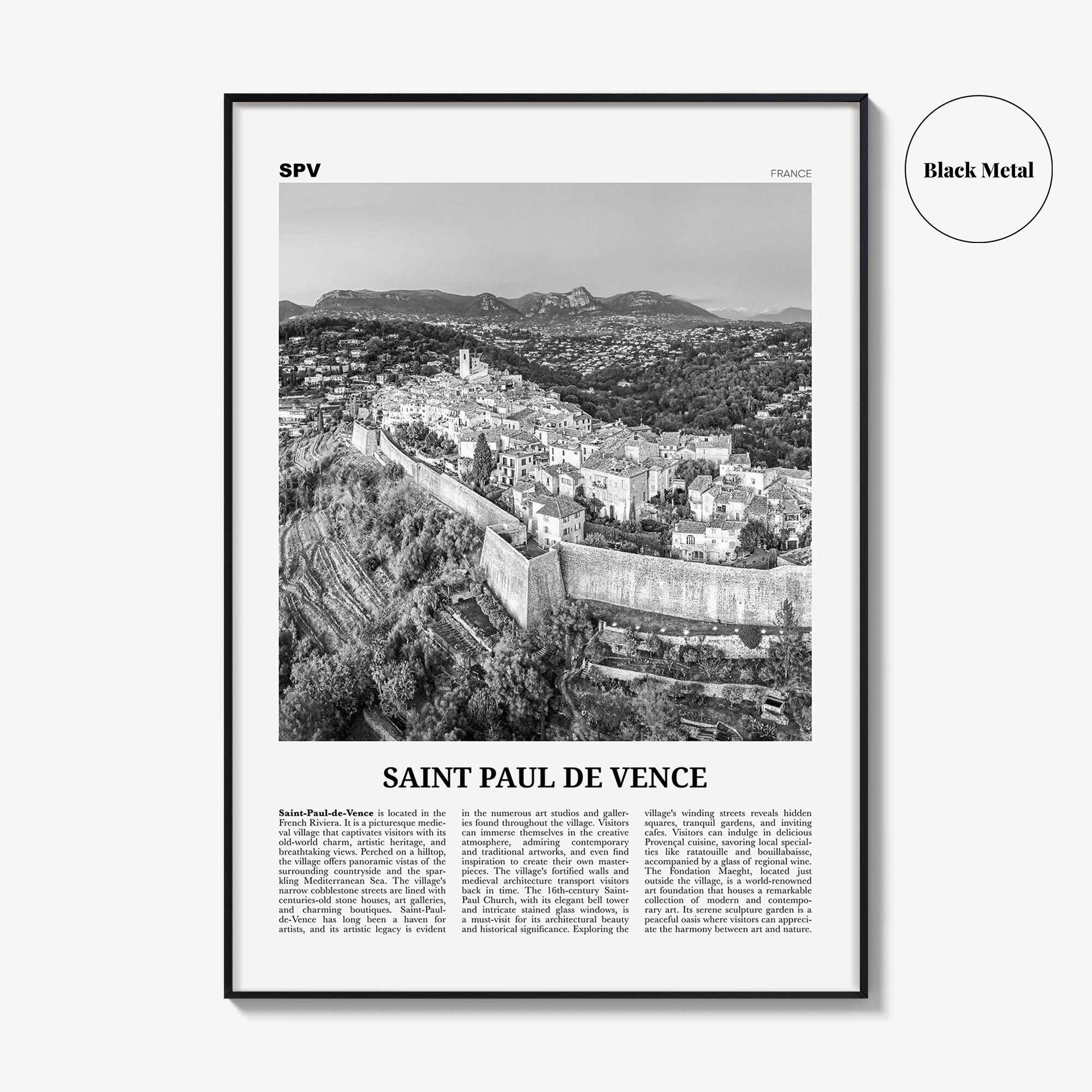 Saint Paul de Vence Print Black and White, Saint-Paul de Vence Wall Art, Saint-Paul de Vence Poster, Saint-Paul de Vence Photo, Décor, Map