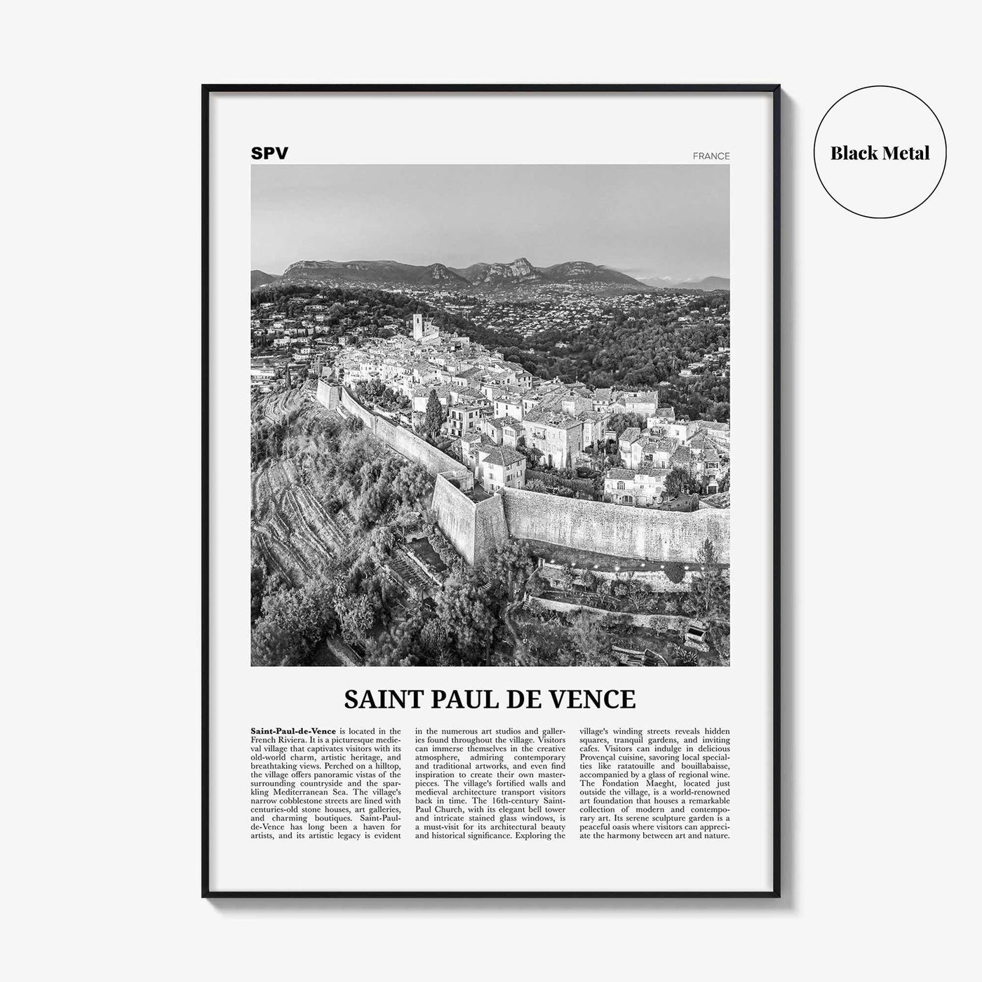 Saint Paul de Vence Print Black and White, Saint-Paul de Vence Wall Art, Saint-Paul de Vence Poster, Saint-Paul de Vence Photo, Décor, Map