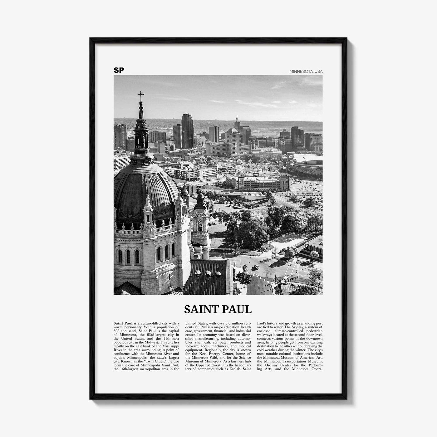 Saint Paul Print Black and White, Saint Paul Wall Art, Saint Paul Poster, Saint Paul Photo, Minnesota, USA, United States, North America