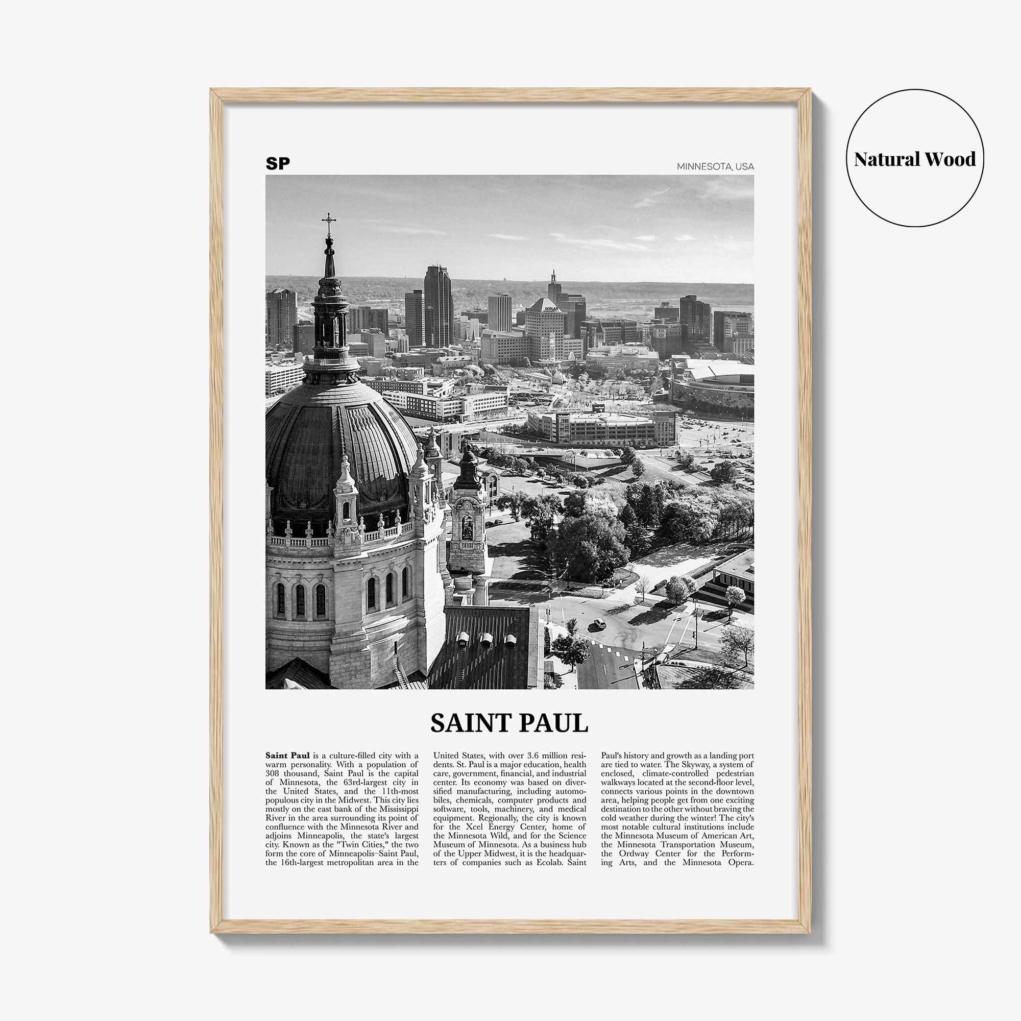 Saint Paul Print Black and White, Saint Paul Wall Art, Saint Paul Poster, Saint Paul Photo, Minnesota, USA, United States, North America