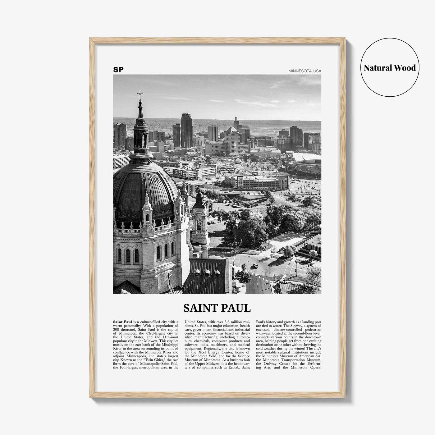 Saint Paul Print Black and White, Saint Paul Wall Art, Saint Paul Poster, Saint Paul Photo, Minnesota, USA, United States, North America