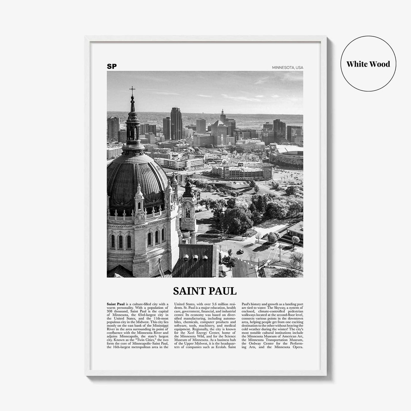 Saint Paul Print Black and White, Saint Paul Wall Art, Saint Paul Poster, Saint Paul Photo, Minnesota, USA, United States, North America