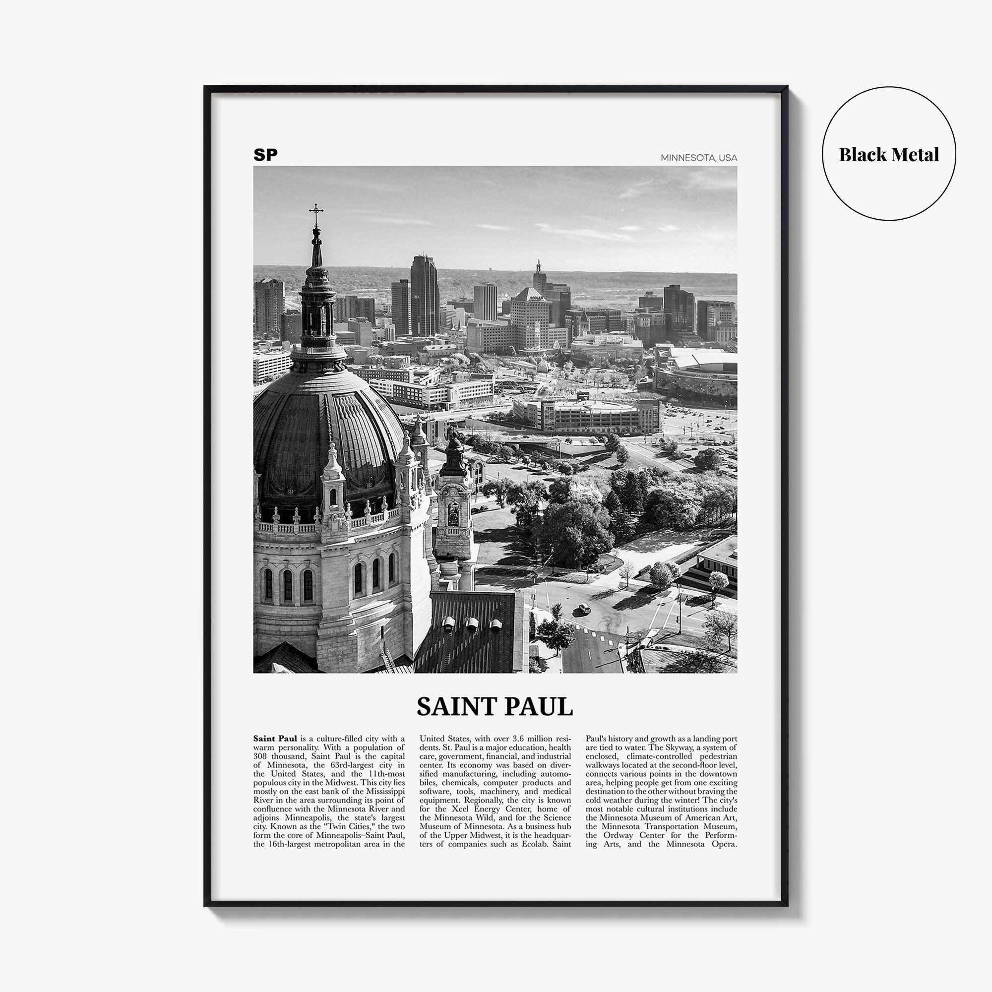 Saint Paul Print Black and White, Saint Paul Wall Art, Saint Paul Poster, Saint Paul Photo, Minnesota, USA, United States, North America
