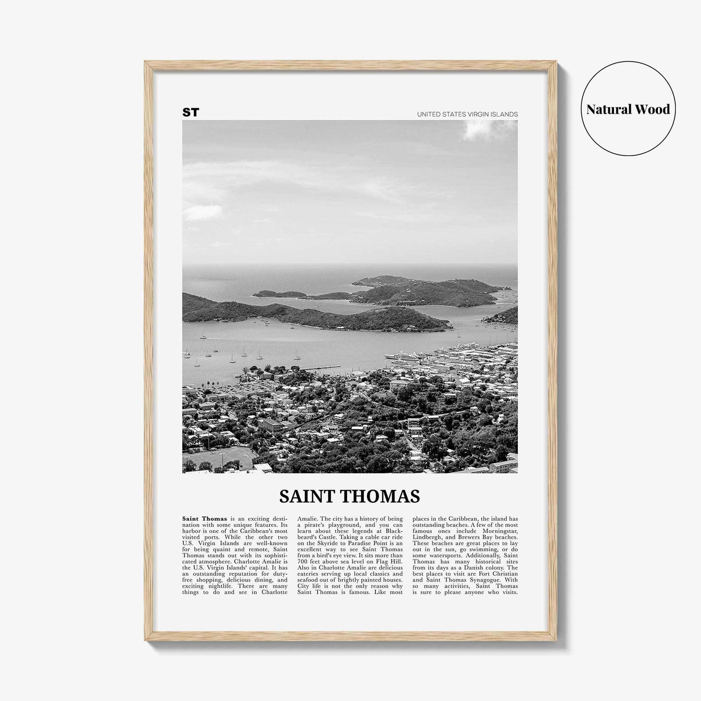 Saint Thomas Print Black and White, St Thomas Wall Art, St Thomas Poster, St Thomas Photo, Saint Thomas, United States Virgin Island