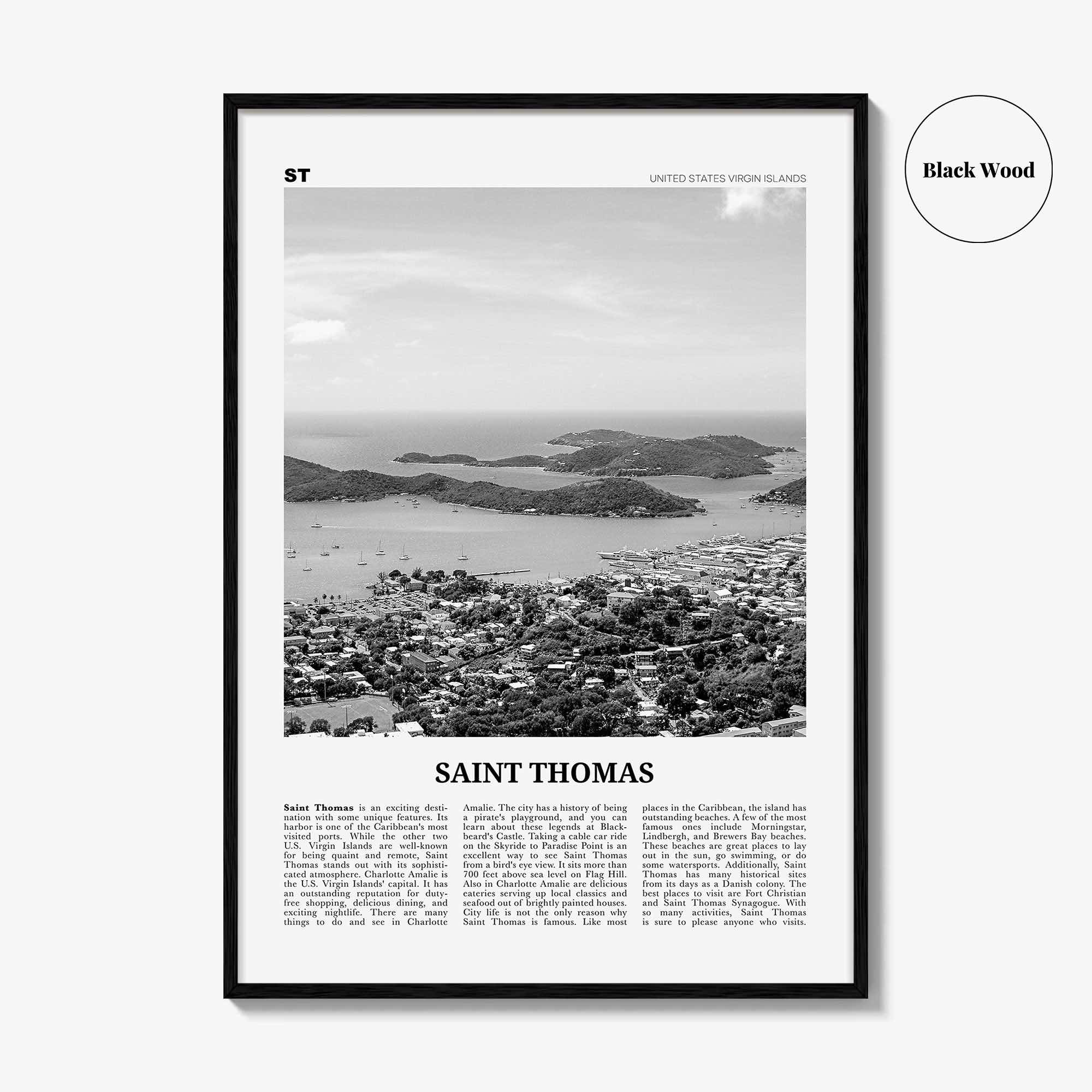Saint Thomas Print Black and White, St Thomas Wall Art, St Thomas Poster, St Thomas Photo, Saint Thomas, United States Virgin Island