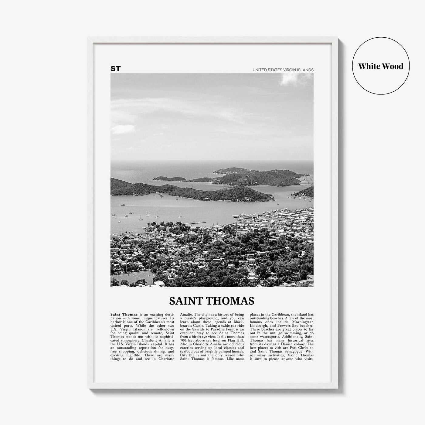 Saint Thomas Print Black and White, St Thomas Wall Art, St Thomas Poster, St Thomas Photo, Saint Thomas, United States Virgin Island