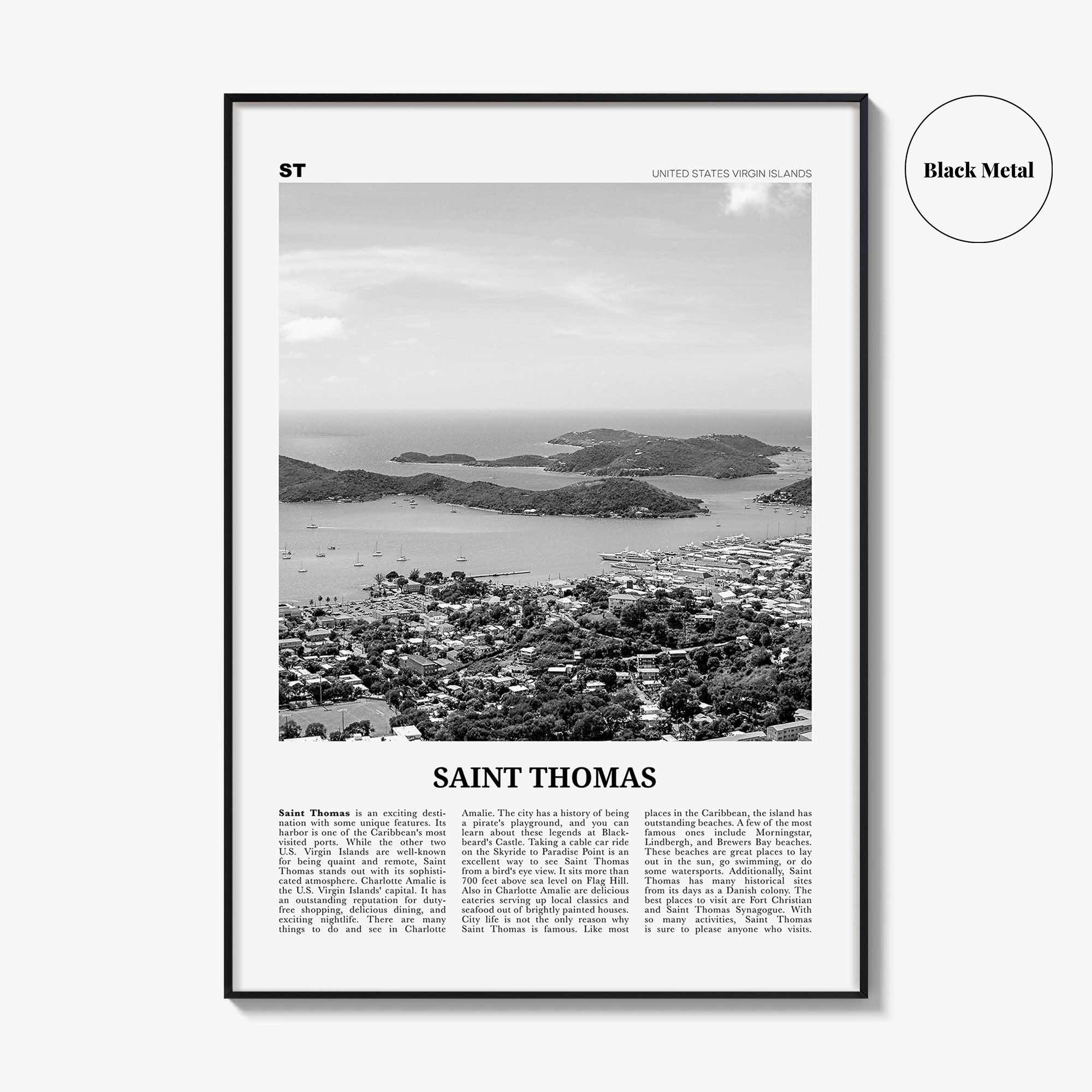 Saint Thomas Print Black and White, St Thomas Wall Art, St Thomas Poster, St Thomas Photo, Saint Thomas, United States Virgin Island
