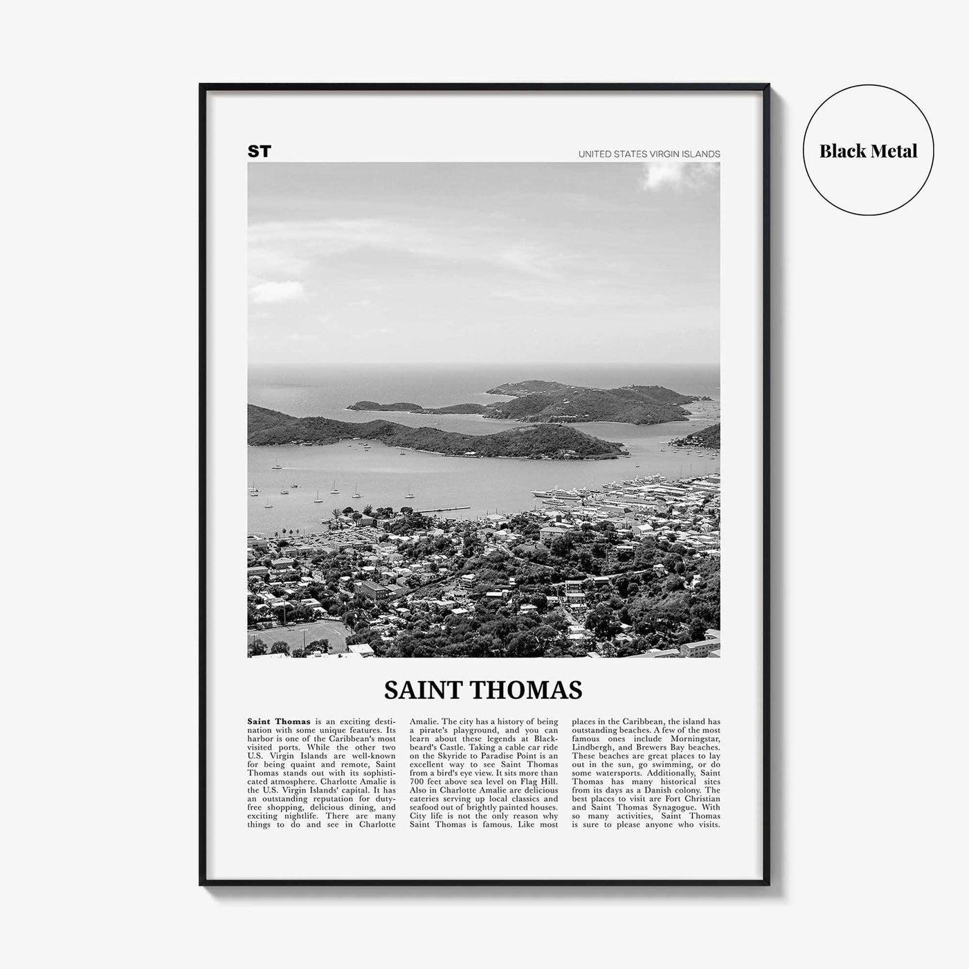 Saint Thomas Print Black and White, St Thomas Wall Art, St Thomas Poster, St Thomas Photo, Saint Thomas, United States Virgin Island