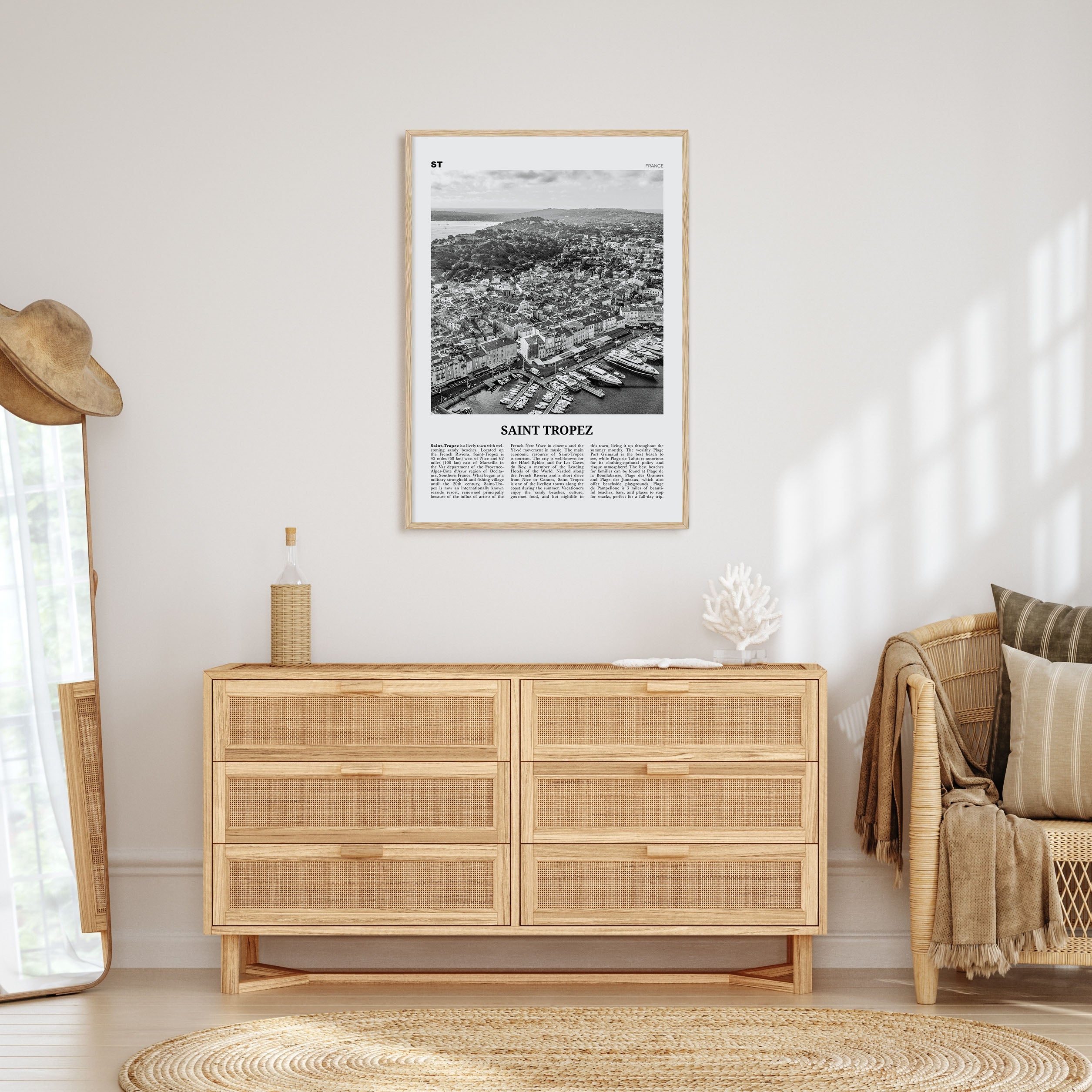 Saint-Tropez Travel B&W Poster