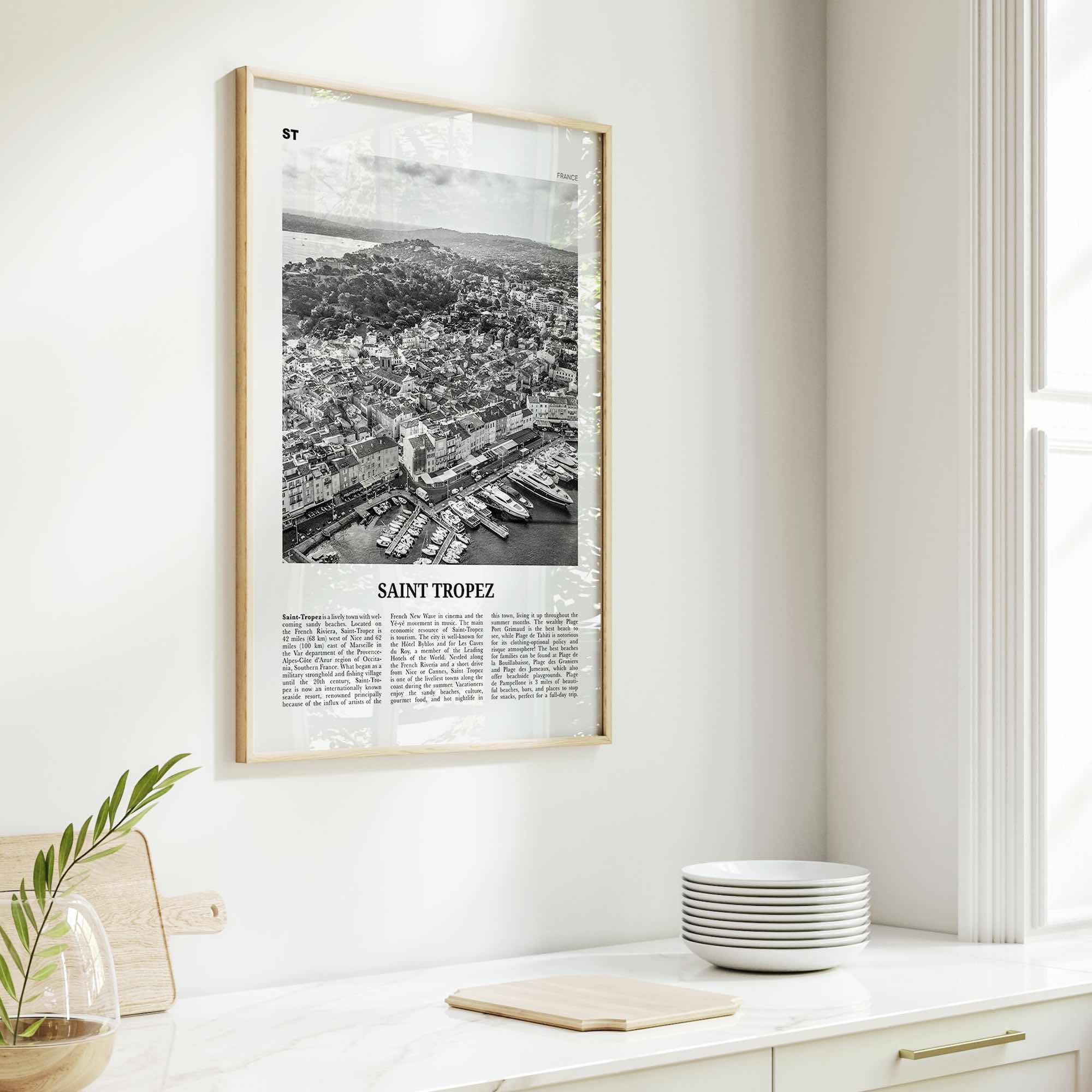 Saint Tropez Print Black and White, Saint Tropez Wall Art, Saint Tropez Poster, France, Sant-Tropetz, Alpes-Côte d'Azur, French Riviera
