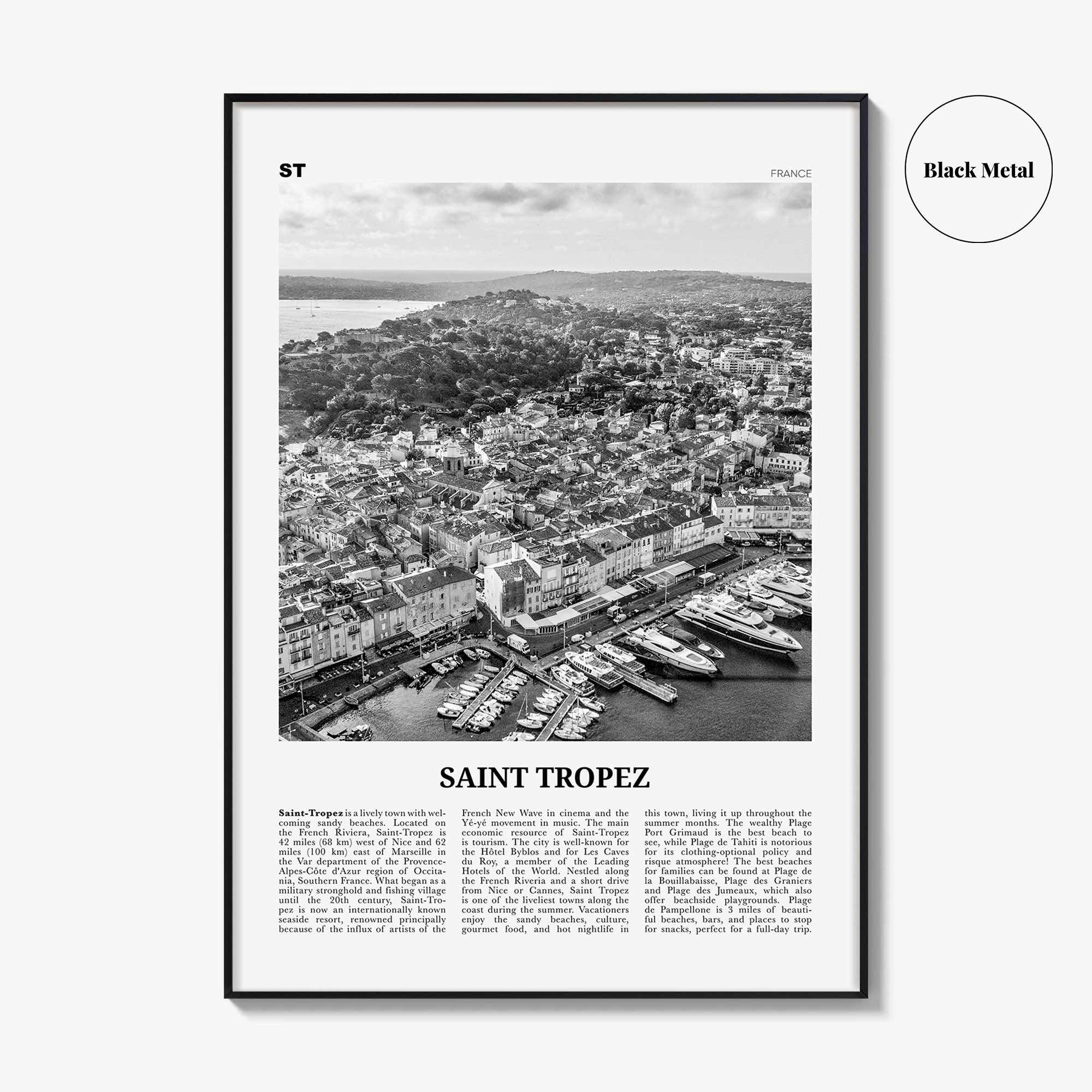 Saint Tropez Print Black and White, Saint Tropez Wall Art, Saint Tropez Poster, France, Sant-Tropetz, Alpes-Côte d'Azur, French Riviera