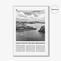 Saint Vincent and the Grenadines Print Black and White, Saint Vincent Wall Art, Saint Vincent Poster, Lesser Antilles, Caribbean