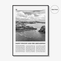 Saint Vincent and the Grenadines Print Black and White, Saint Vincent Wall Art, Saint Vincent Poster, Lesser Antilles, Caribbean