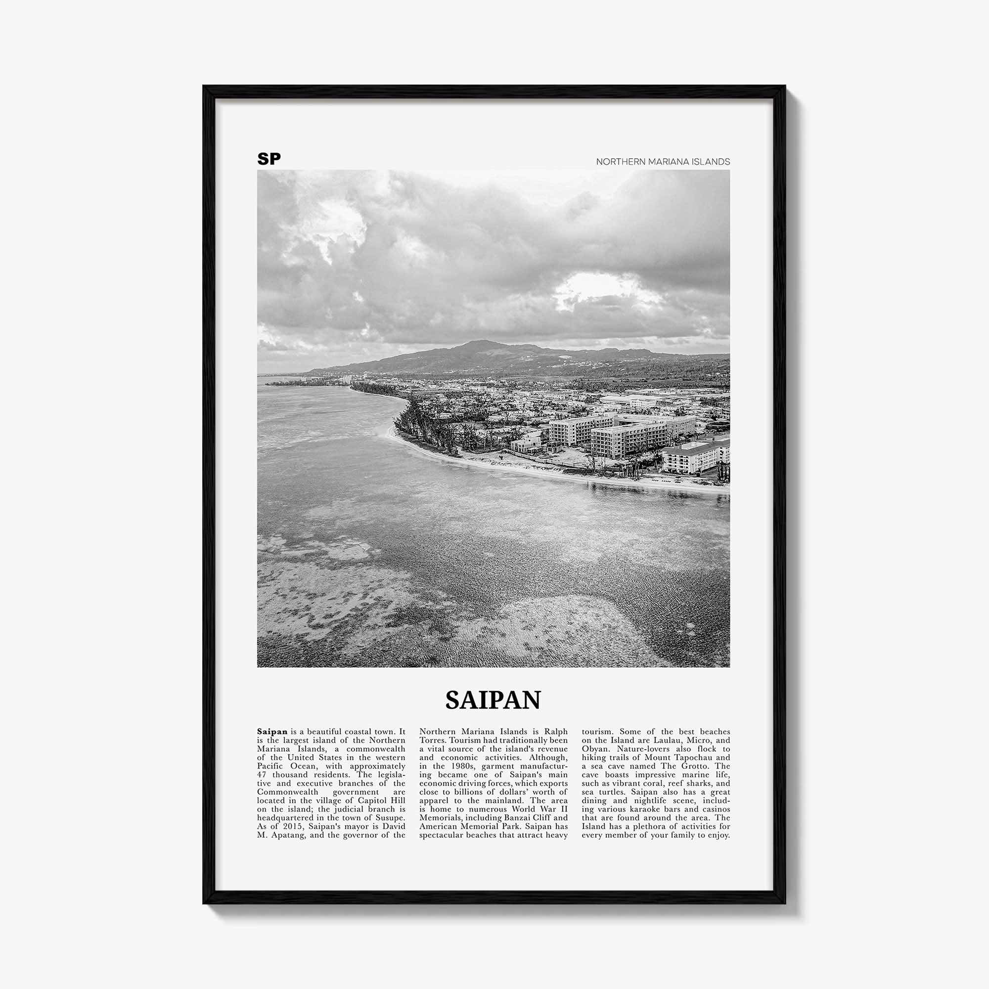 Saipan Print Black and White, Saipan Wall Art, Saipan Poster, Saipan Photo, Saipan Wall Décor, Saipán, 彩帆島, Northern Mariana Islands