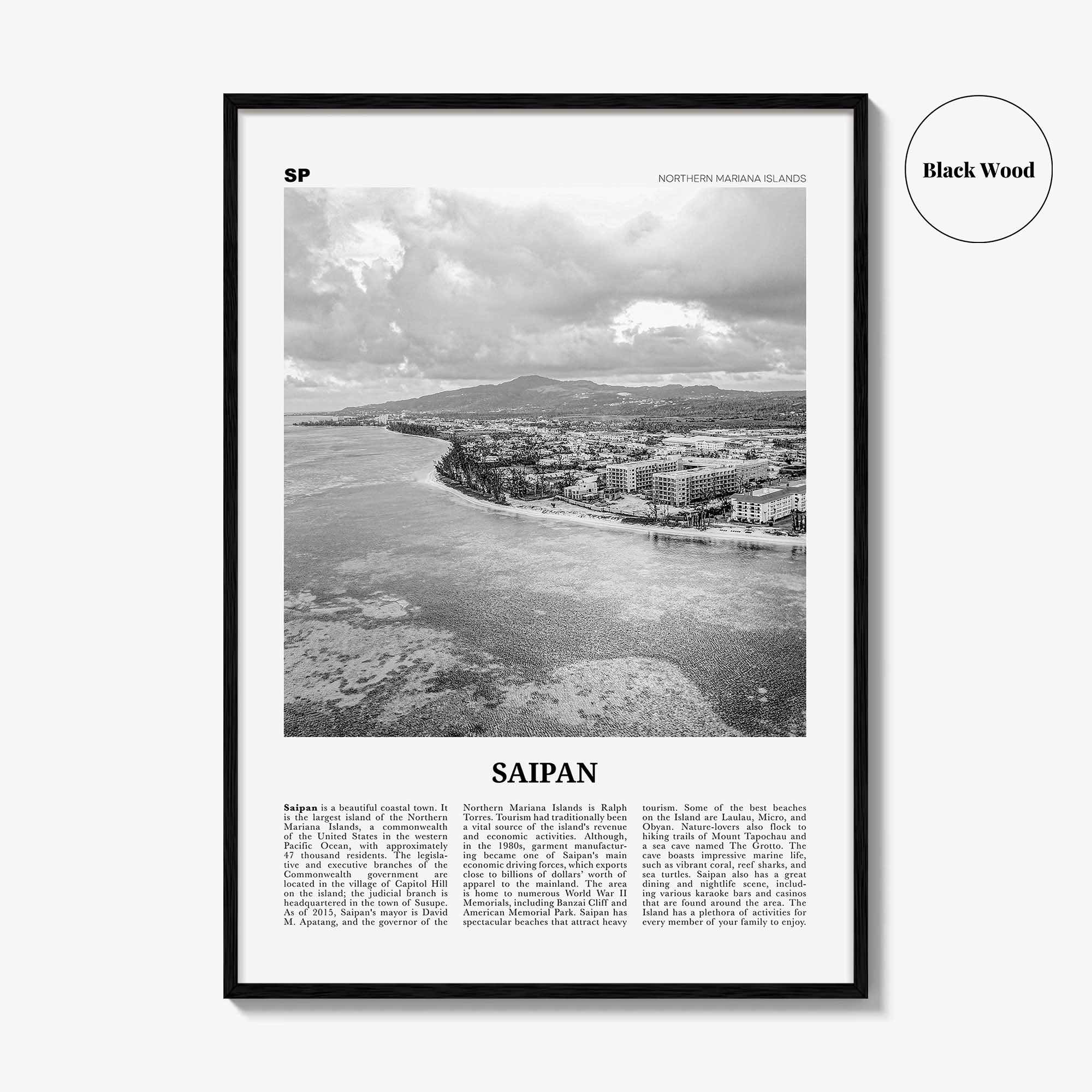 Saipan Print Black and White, Saipan Wall Art, Saipan Poster, Saipan Photo, Saipan Wall Décor, Saipán, 彩帆島, Northern Mariana Islands