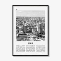 Sakai Print Black and White, Sakai Wall Art, Sakai Poster, Sakai Photo, Sakai Wall Décor, Sakai Map, Japan