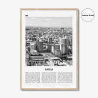 Sakai Print Black and White, Sakai Wall Art, Sakai Poster, Sakai Photo, Sakai Wall Décor, Sakai Map, Japan