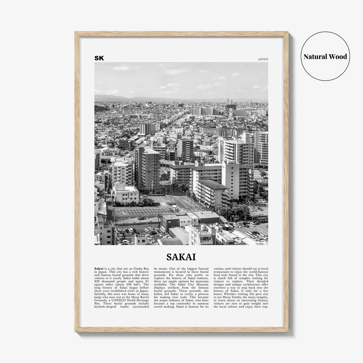 Sakai Print Black and White, Sakai Wall Art, Sakai Poster, Sakai Photo, Sakai Wall Décor, Sakai Map, Japan