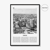 Sakai Print Black and White, Sakai Wall Art, Sakai Poster, Sakai Photo, Sakai Wall Décor, Sakai Map, Japan